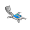 Sterling Silver Synthetic Blue Opal 11mm XS Turtle Charm Pendant