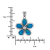 Sterling Silver Synthetic Blue Opal 24mm Plumeria Pendant Necklace, 16+2