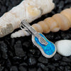 Sterling Silver Synthetic Blue Opal Ukulele Pendant Necklace, 16+2