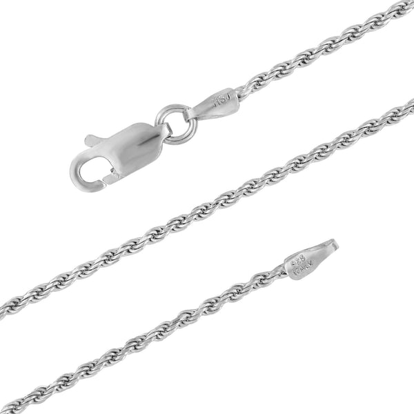 Sterling Silver 1.3mm Diamond-Cut Rope Chain Necklace Solid Italian Nickel-Free, 14-36 Inch