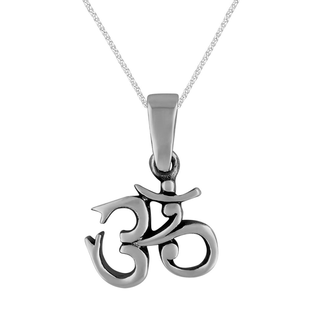 Sterling Silver X-Small Yoga Om Ohm Pendant Necklace, 18